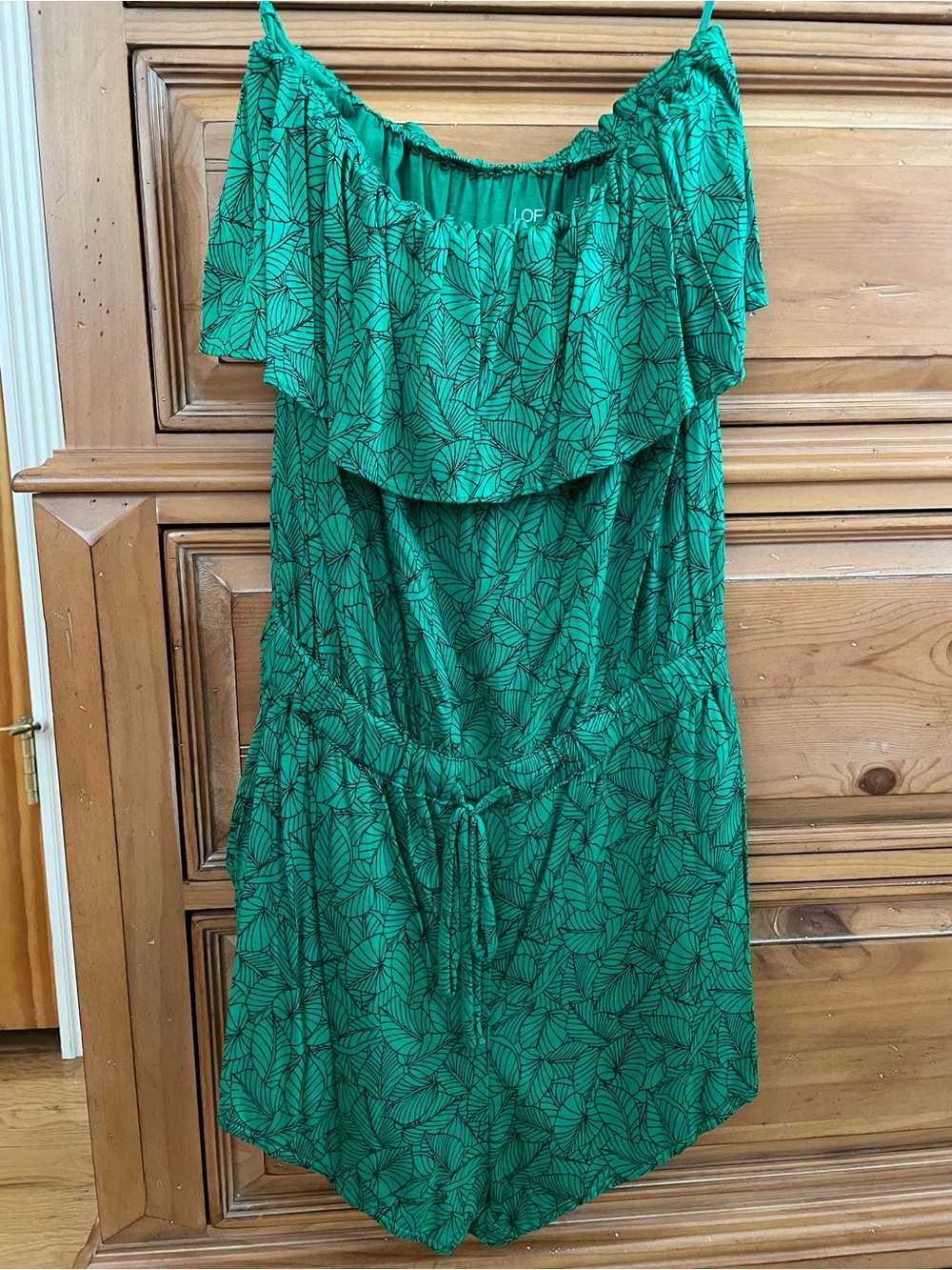 Women’s LOFT Green Strapless Leaf-Print Romper XS ✨BRAND NEW✨